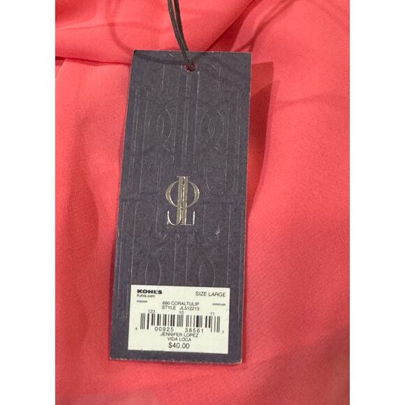 NWT! Jennifer Lopez Coral Tulip Chiffon Tank Top Blouse L - Picture 7 of 7